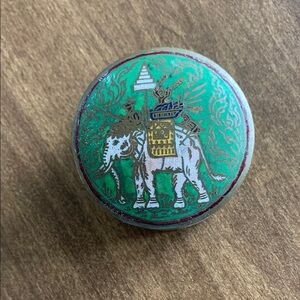 Vintage hand painted brass trinket box